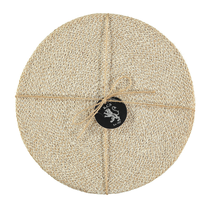 Jute Set of 4 Placemats, D27cm, Pearl White-1