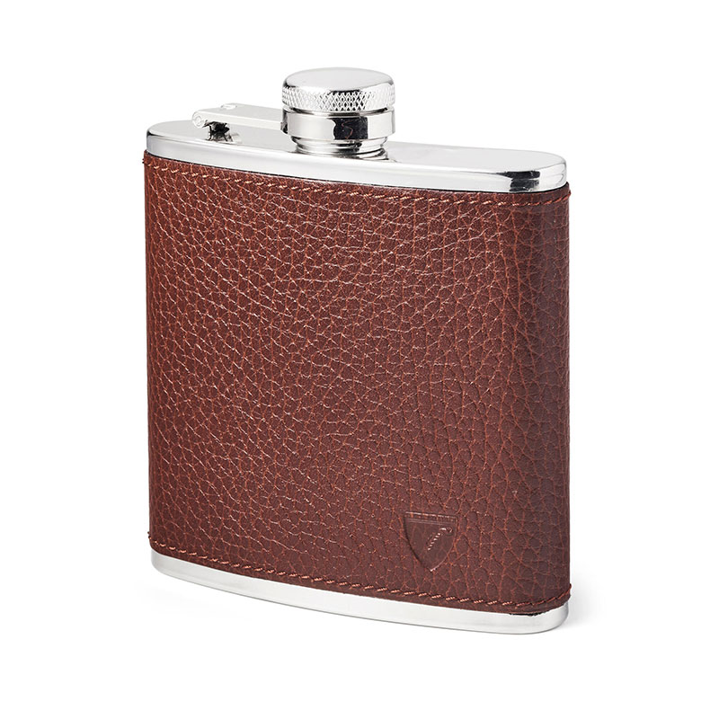 Classic Hip Flask, H11.5 x W9.5cm, Tobacco-1