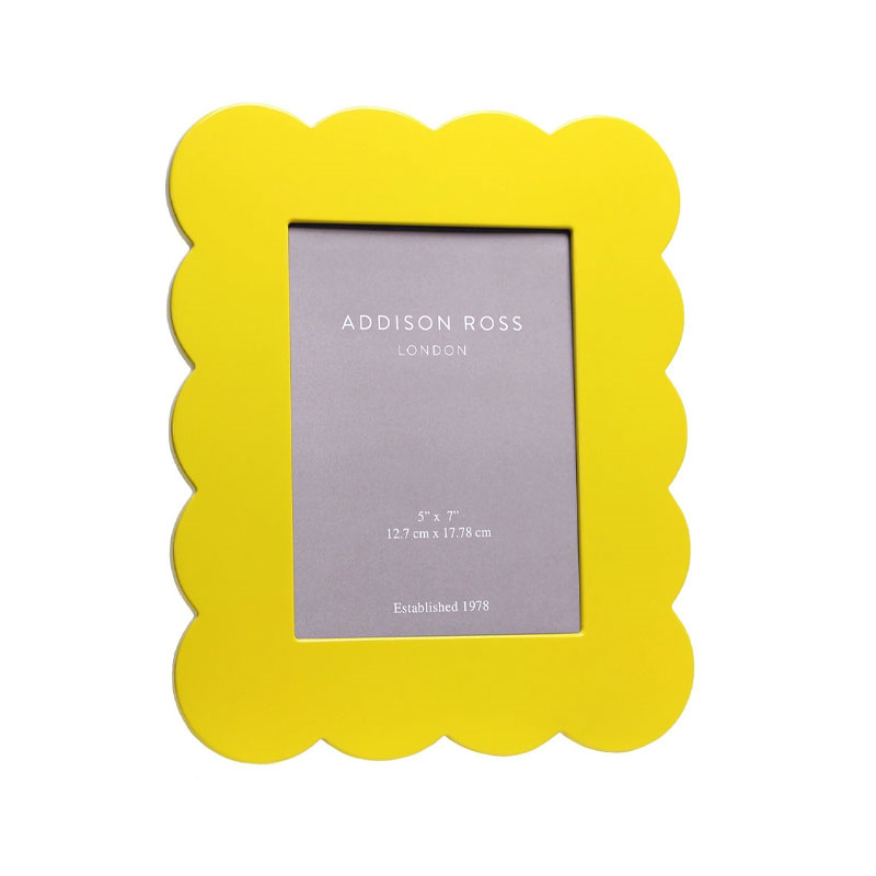 Scalloped Lacquer Photo Frame 5 x 7", Yellow, 5 x 7, Yellow-1