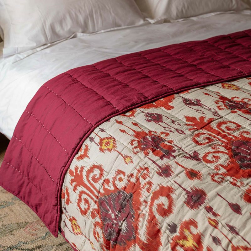 Ikat Double Bedspread, Red-1