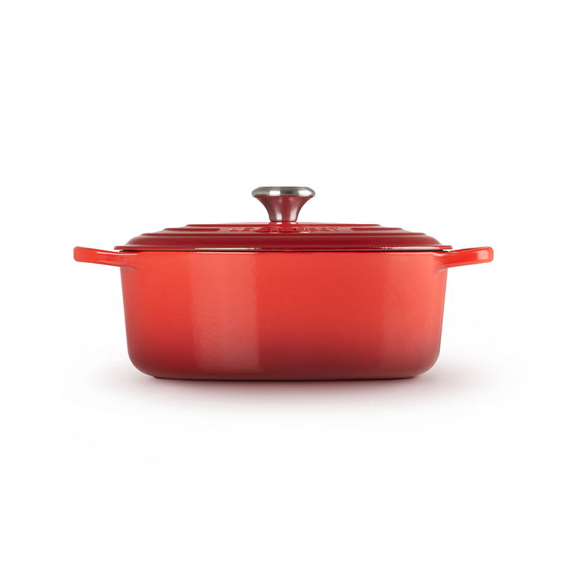 Signature Cast Iron Oval casserole, 27cm - 4 litre, Cerise-4