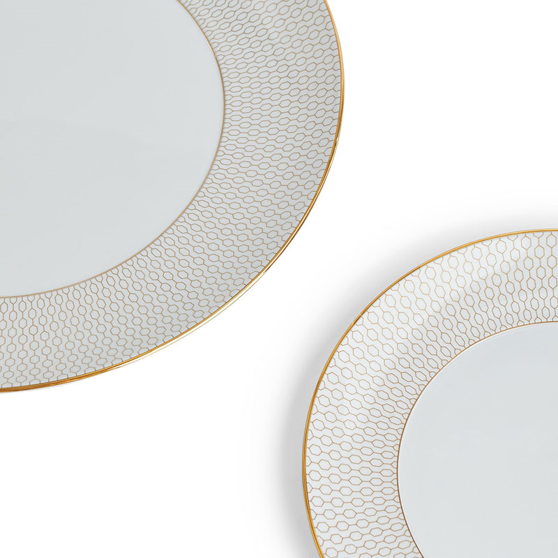 Gio Gold 4 piece dinnerware set, Gold/White-6