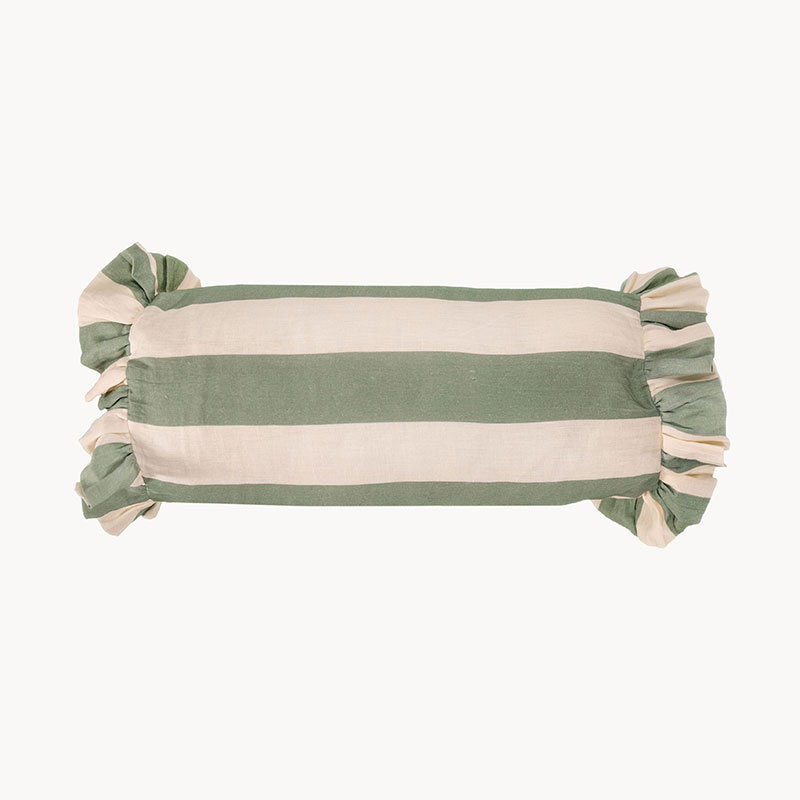 Stripe Bolster Cushion Cover, 50 x 20cm, Sea Green-1