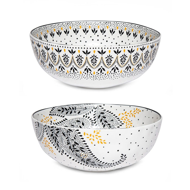 Artisanne Noir Set of 2 Bowls, D22cm, Monochrome-2