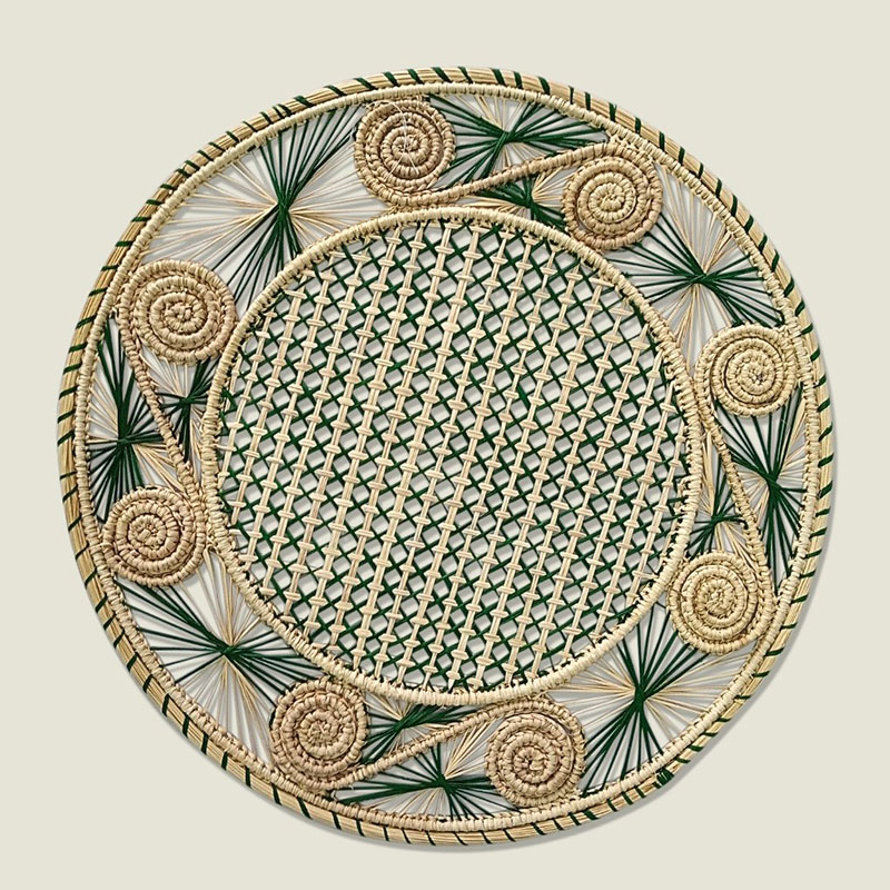 Sandra Set of 2 Woven Placemats, D35cm, Dark Green-0