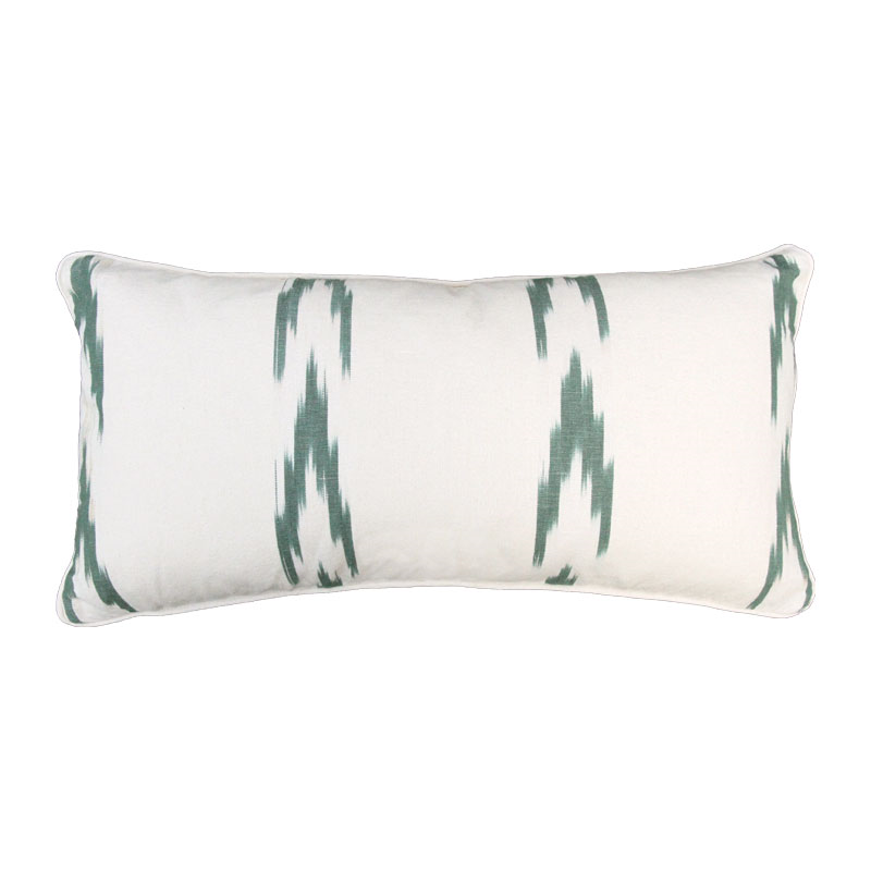 Forest Ikat Small Lumbar Cushion, 65 x 35 cm, Green / White-1