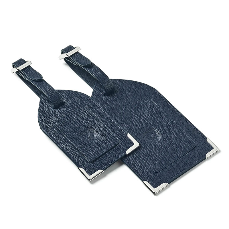 Set of 2 Luggage Tags, Navy Saffiano-0