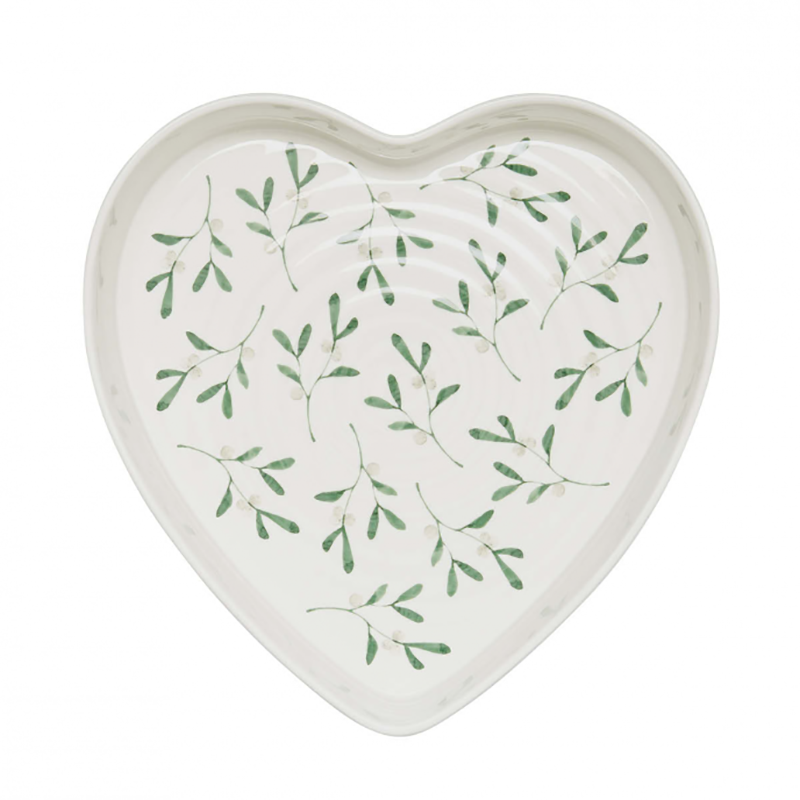 Mistletoe Heart Baking Dish, D25cm, White/Green-0