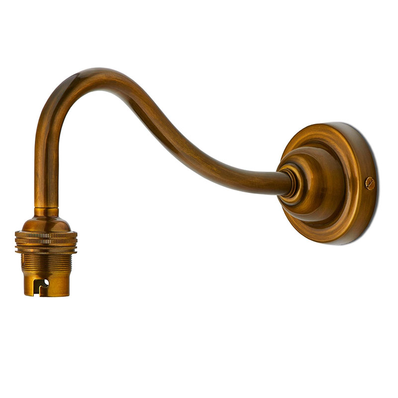 Swan Neck Wall Light Fitting, Antiqued Brass-3