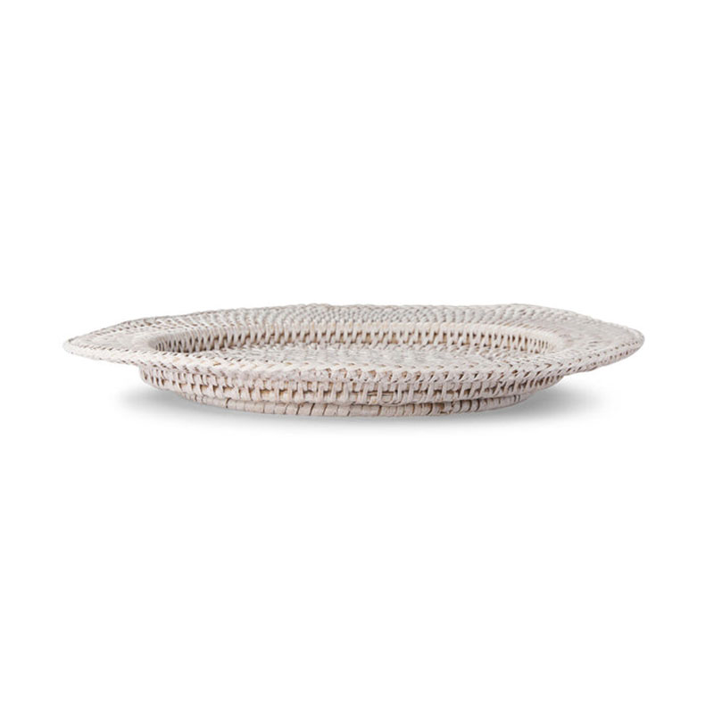 Rattan Charger Plate, D32cm, White-3