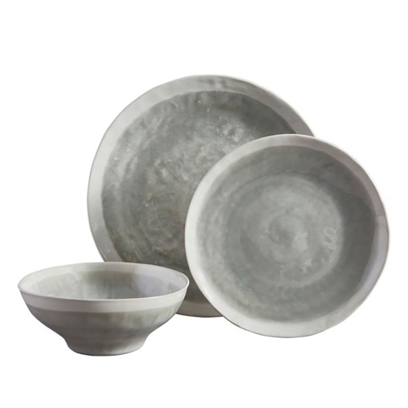 Sea Foam 12 Piece Dinner Set, Dove Grey-0