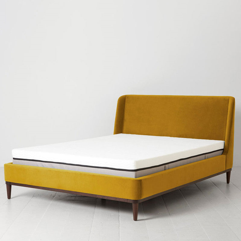 Bed 02 Velvet King Size Frame, Mustard-0