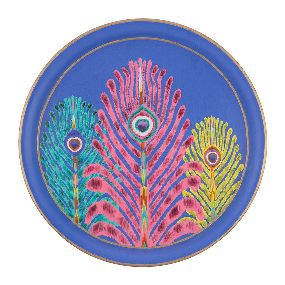 Matthew Williamson Iron Round Tray, Blue-0