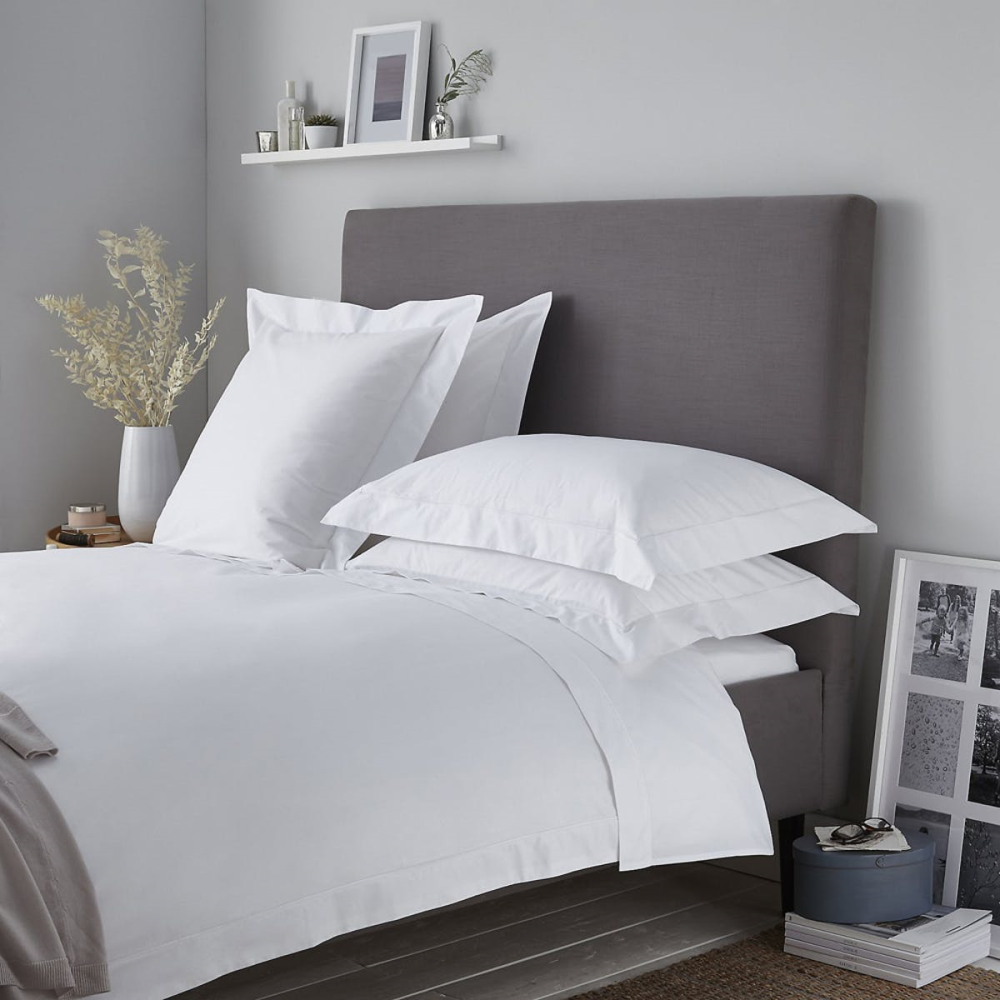 Savoy - 400 Thread Count Egyptian Cotton Double duvet cover, W200 x L200cm, White-0