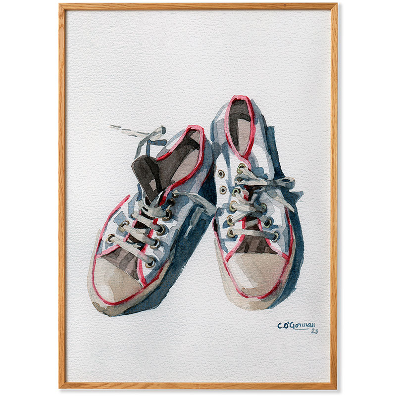 The Sneakers Framed Print, 30 x 40cm, White-0