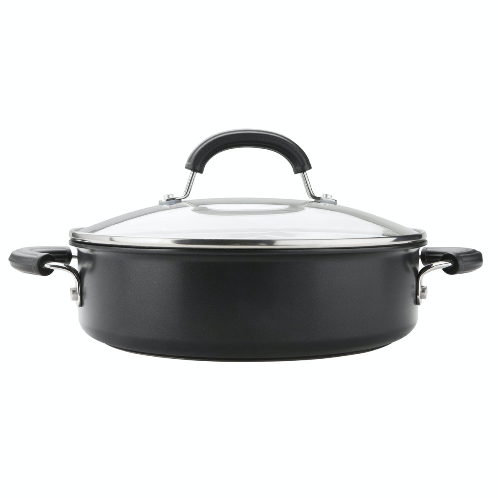 Total Anodised Non-Stick Covered Sauteuse, 28cm, Black-0