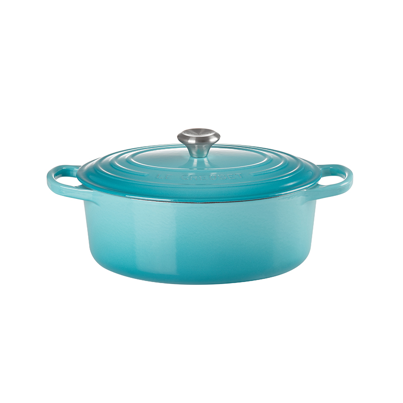 Signature Cast Iron Oval casserole, 27cm - 4 litre, Teal-3