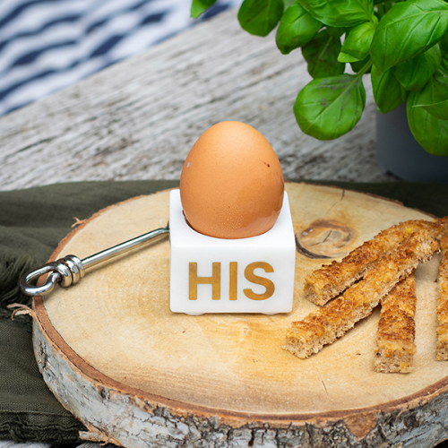 His Egg Cup, L5.5 x W5.5 x H3.5cm, White-0