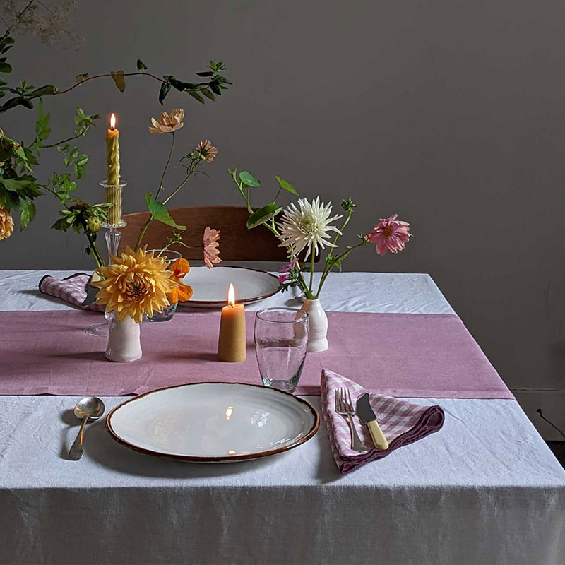 Linen Table Runner, 45 x 200cm, Raspberry-0