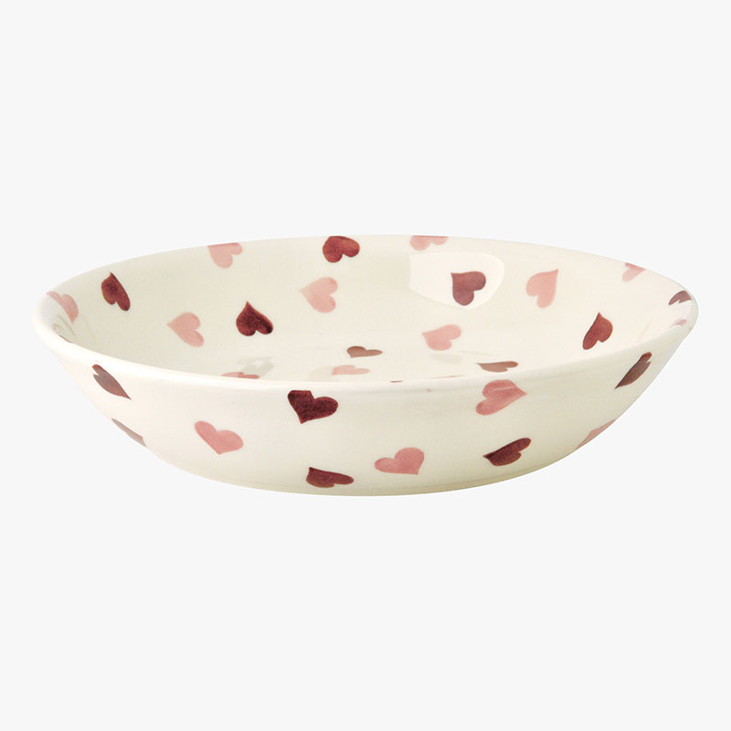 Pink Hearts Pasta Bowl, D23.5cm, Cream-1