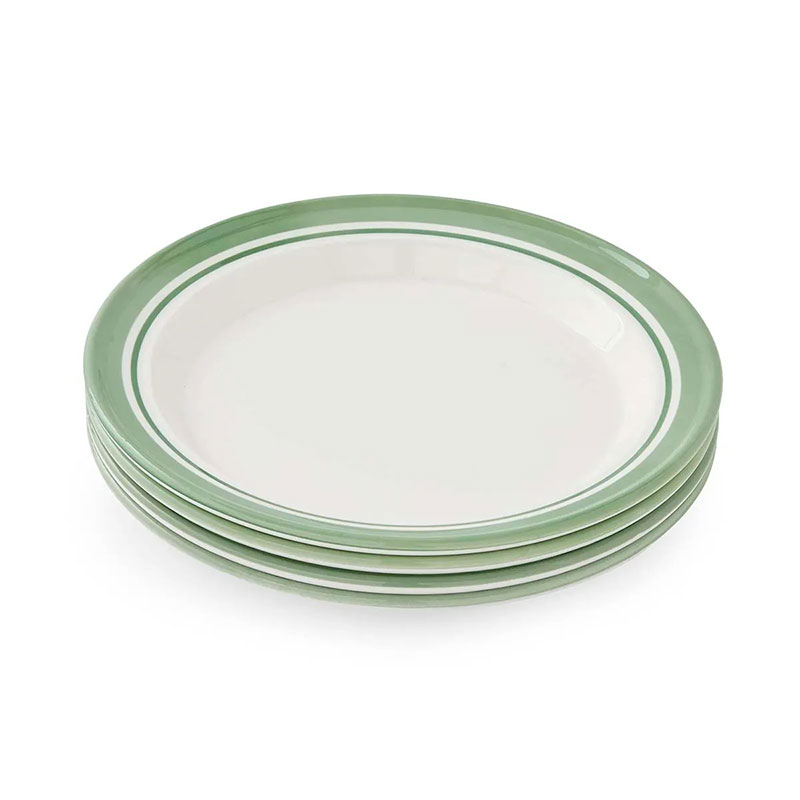 Potter's Stripe Set of 4 Dinner Plates, D26cm, Green-3