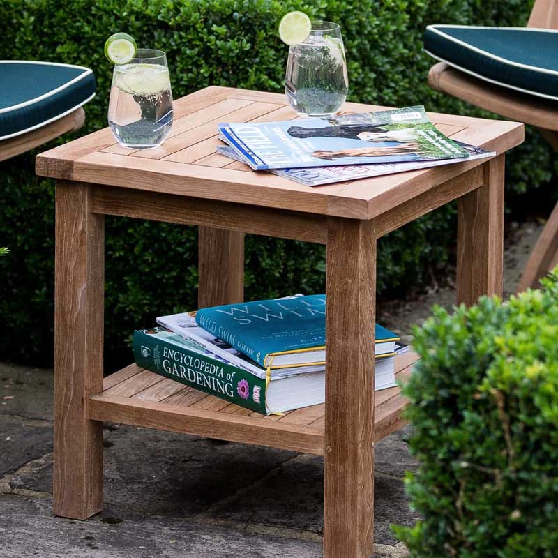 Rose Square Coffee Table With Shelf, L50 x W50cm, Teak-0