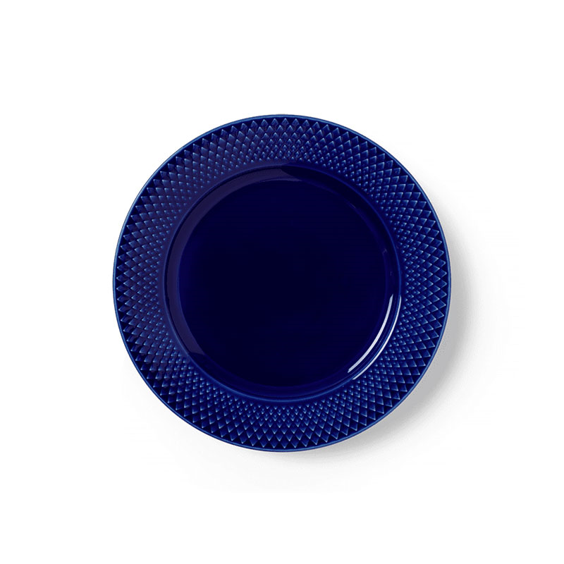 Rhombe Side Plate, D23cm, Dark Blue-1