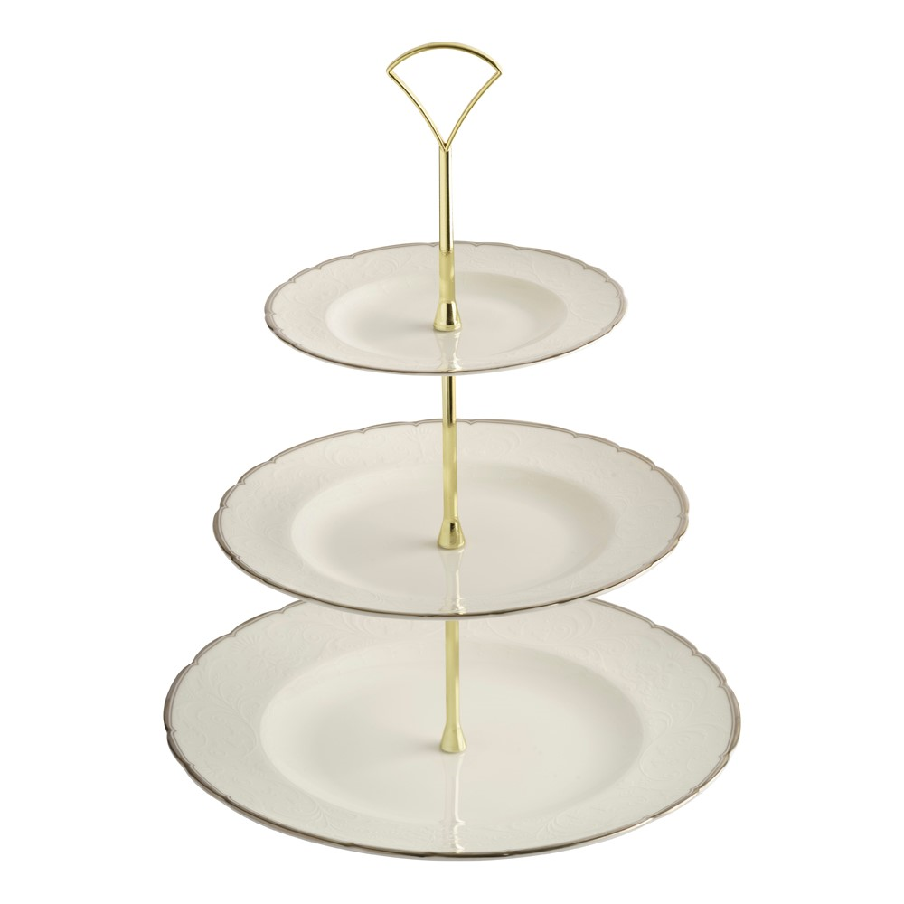 Darley Abbey Pure Gold 3 tier cake stand, White/Gold-0