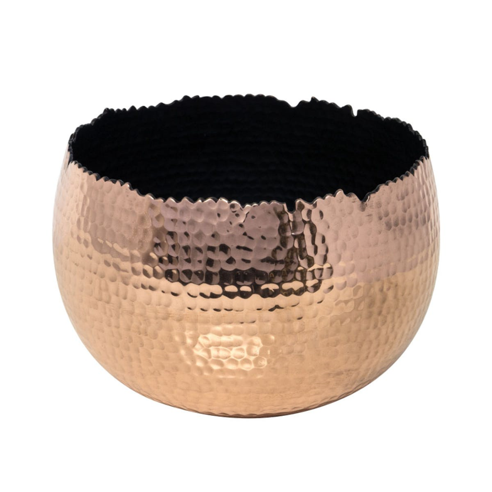 Hammered Bowl planter, H14 x W19 x D19cm, Copper-0