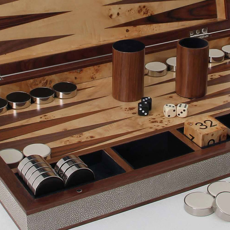 Backgammon Board, 54 x 34cm, Barley Shagreen-4