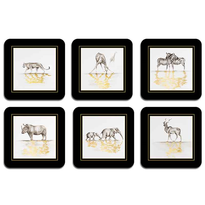 Savannah Boxed Set of 6 Coasters, 10cm, Black-0