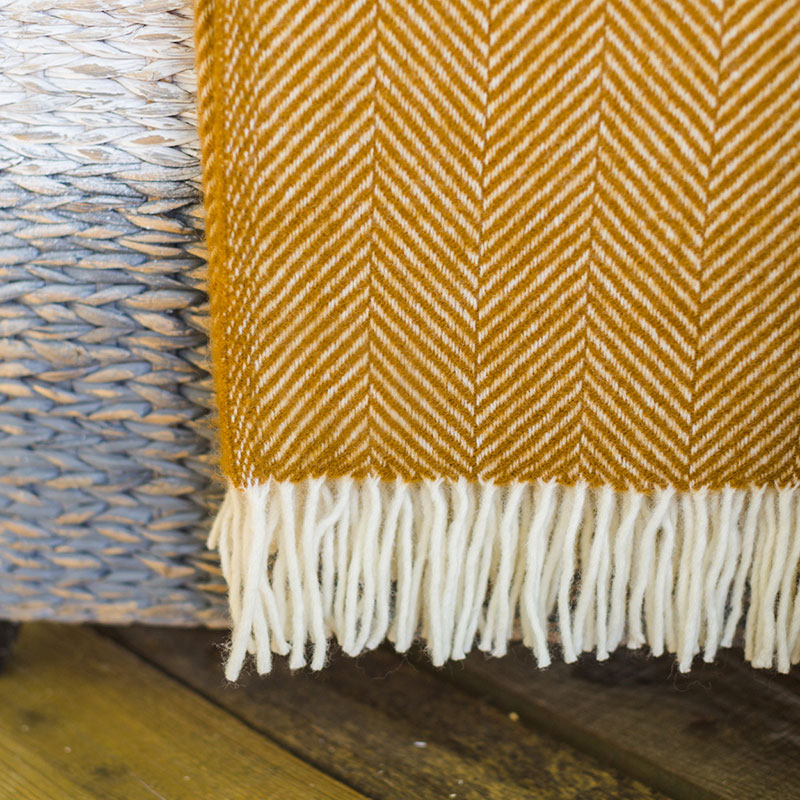 Fishbone Throw, 150 x 183cm, English Mustard-2