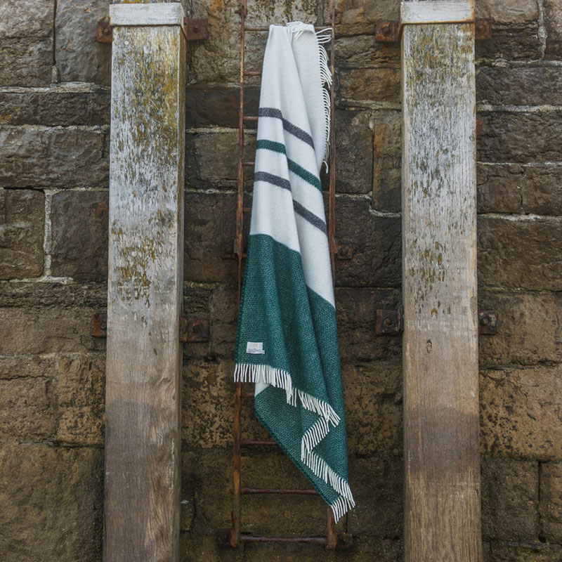 Brecon Pure Wool Throw, 150 x 183cm, Emerald & Charcoal-1