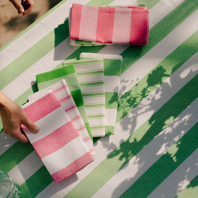 Stripe Set of 6 Napkins, W45 x L45cm, Lush Green-5