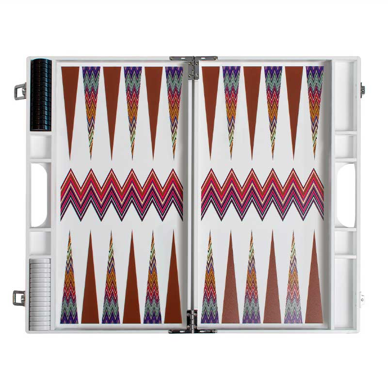 Zig Zag Backgammon Board, L45 x W38cm, White-2