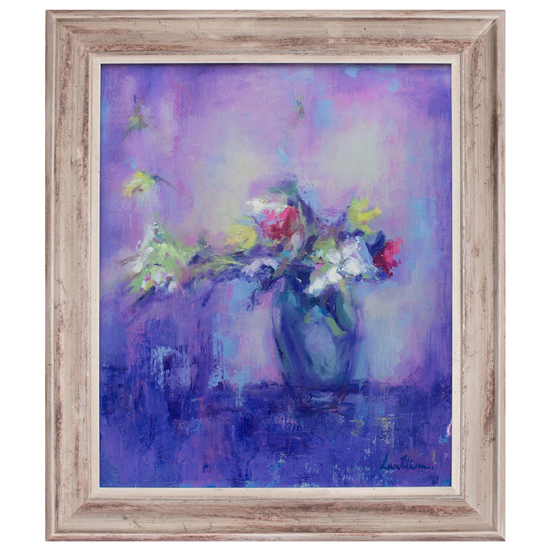 Bouquet In Purple Vase Framed Oil Painting on Canvas, 63.5 x 76cm, Purple/Green-0