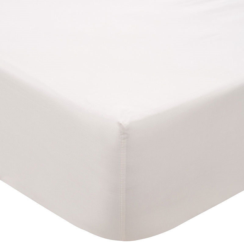 Cotton Sateen Double Fitted Sheet, Chalk-1