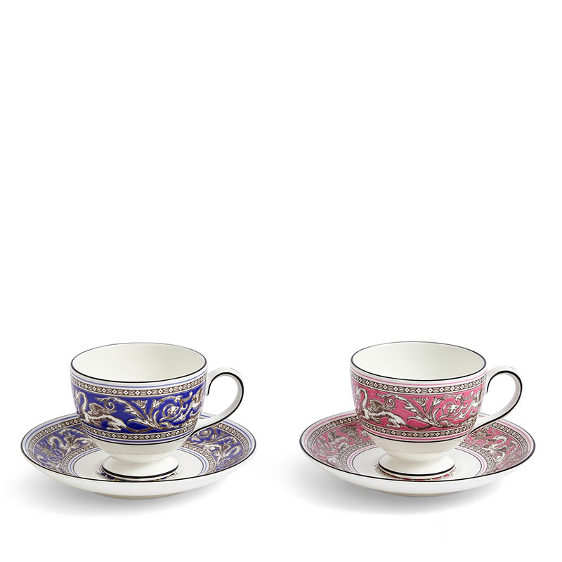 Florentine Set of 2 Teacup and Saucer, 174ml, Mixed-0