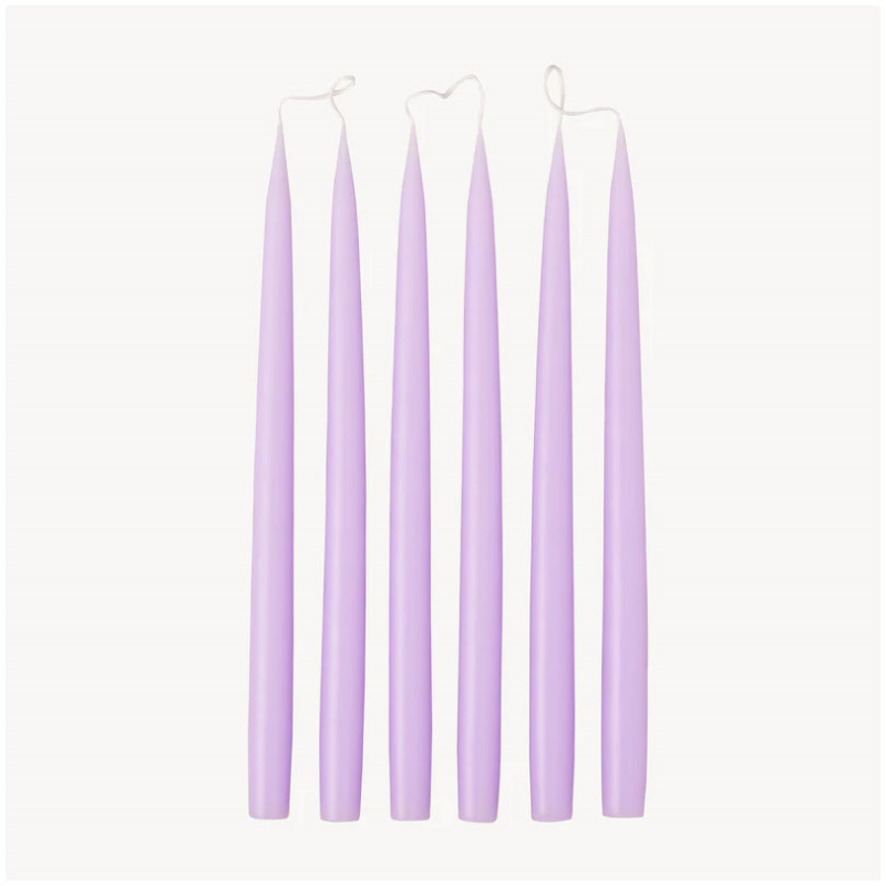 Set of 6 Tapered Dinner Candles, H35cm, Pastel Purple-0