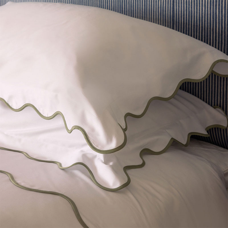 Alexandra Wavy Scalloped Duvet Cover, King, Sage-7