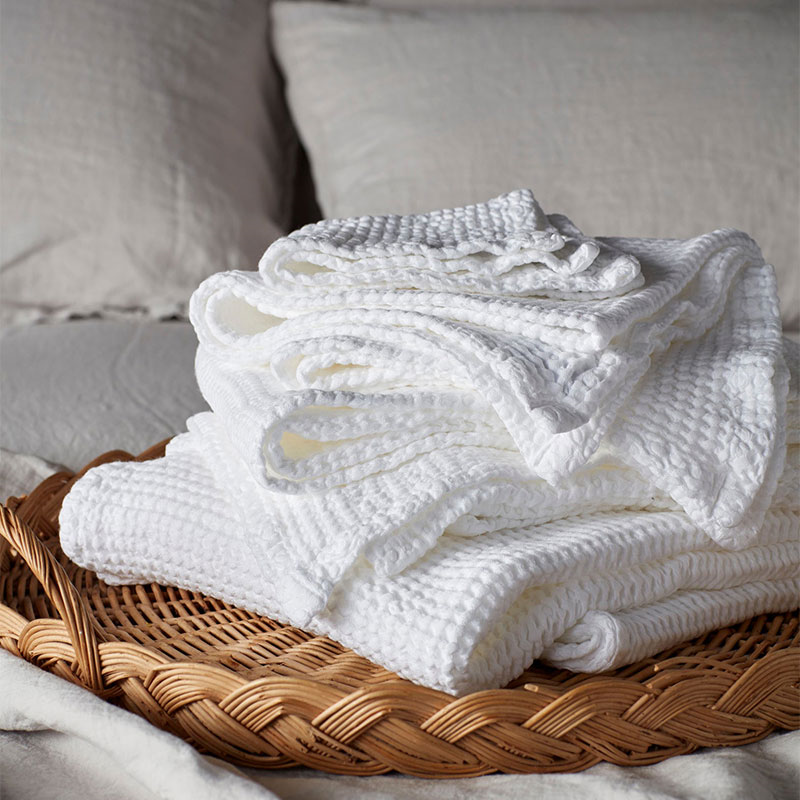 Cotton Waffle Towel, Bath Sheet, White-0