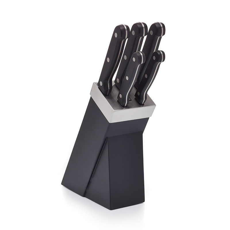 Five Piece Knife Set with Block, Black-1