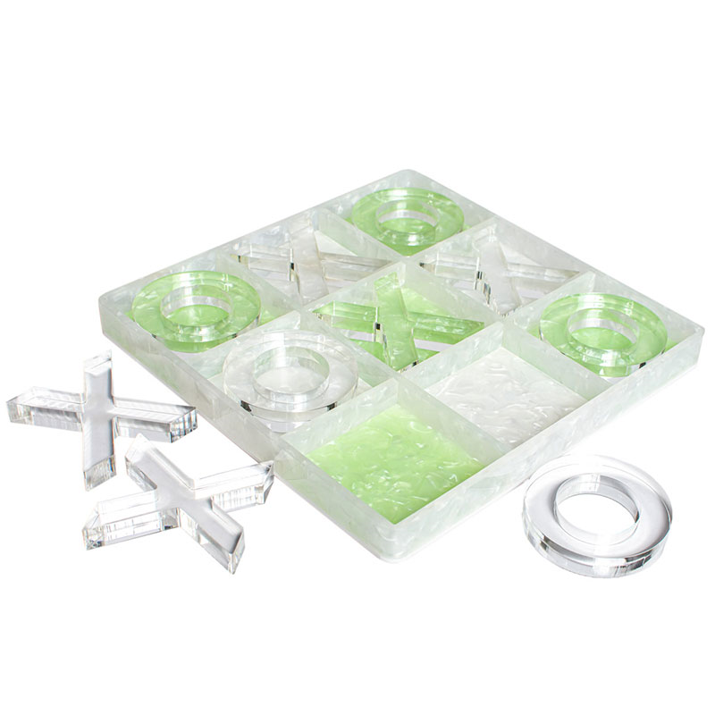 Marble Tic Tac Toe, L25.5 x W25.5cm, Green & White-3