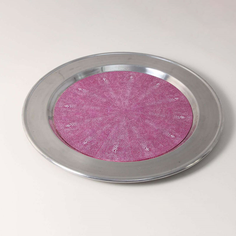 Duchess Serving Tray, D53cm, Pink Shagreen-0