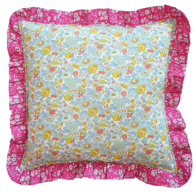 Betsy/Capel Fuchsia Ruffle Cushion, 40cm, Sage-0