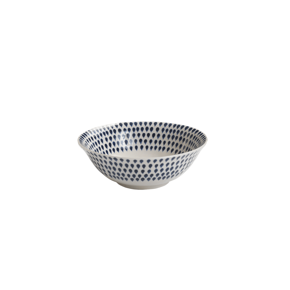 Indigo Drop Cereal Bowl, D17cm, Cream and Indigo-1