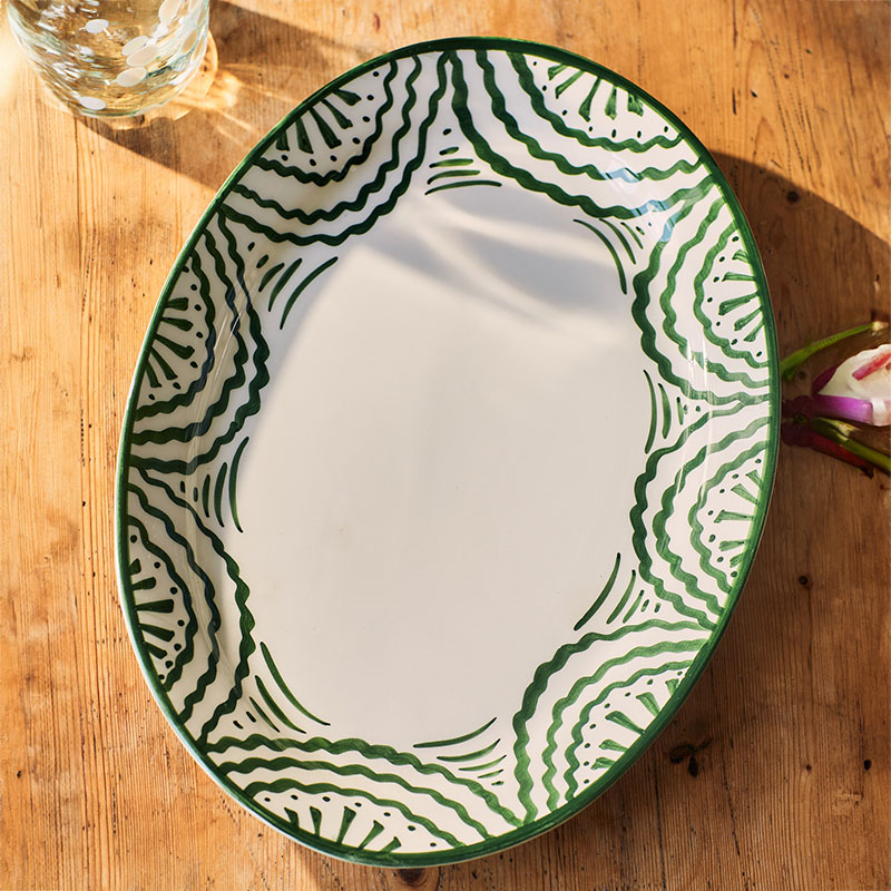 Ondas Serving Platter, L36 x W26.5cm, Green-0