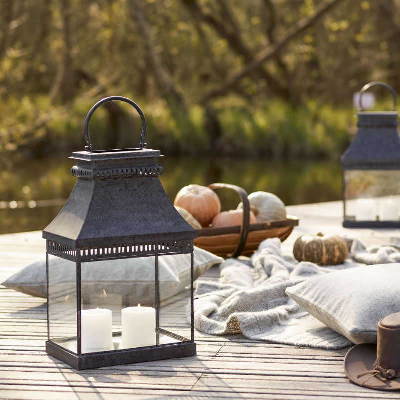 Markham Lantern, H45 x W28 x L19cm, Grey-1