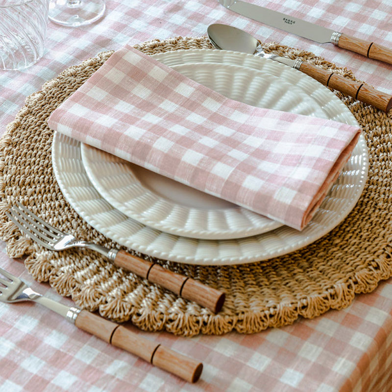 Scalloped Abaca Placemat, D38cm, Natural-0