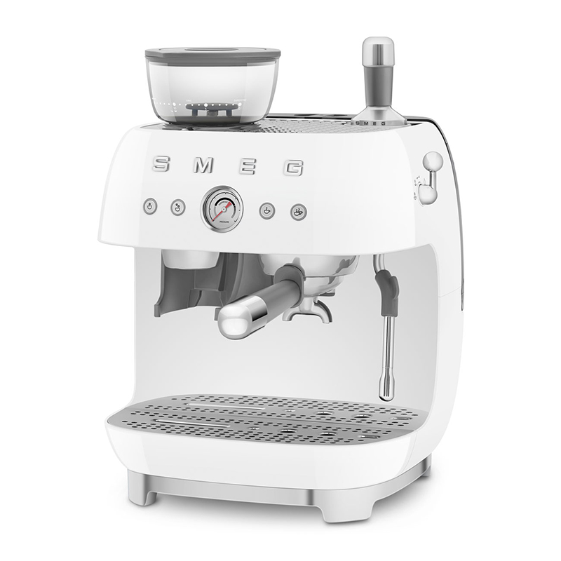 Espresso Coffee Machine with Grinder, White-3